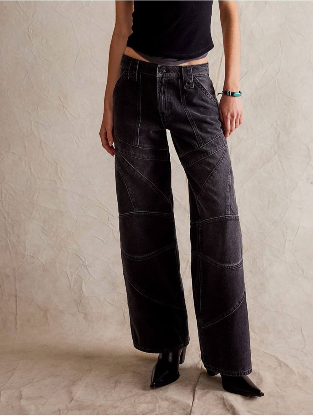 Free People Unknown Reasons Mid Rise‎ Boyfriend Moto Straight Jeans Size 31